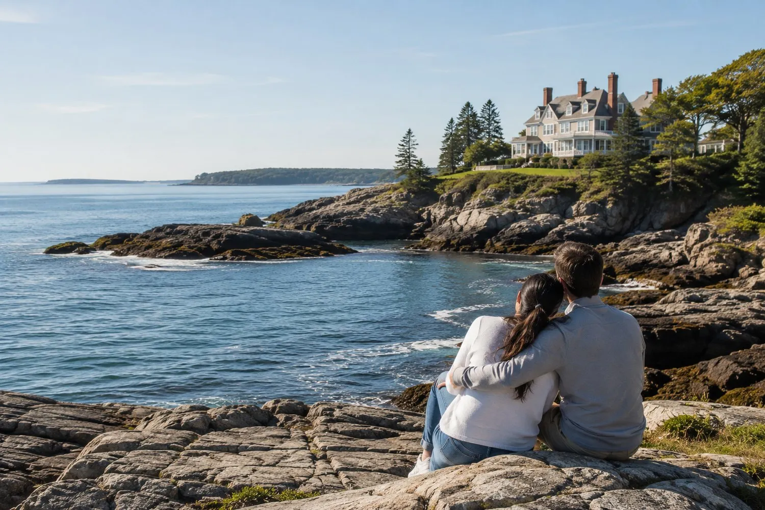 a calm, sunlit moment at home in Maine, supported and at ease