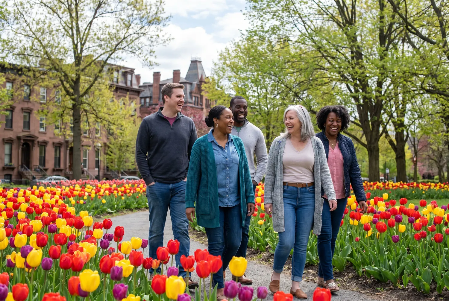 Walking among the Washington Park tulips in Albany, New York Walking among the Washington Park tulips in Albany, New York