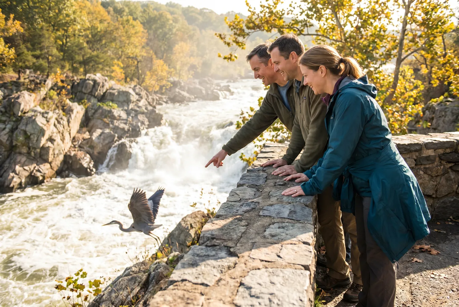 Friends at the Great Falls overlook of the Potomac near McLean Friends at the Great Falls overlook of the Potomac near McLean