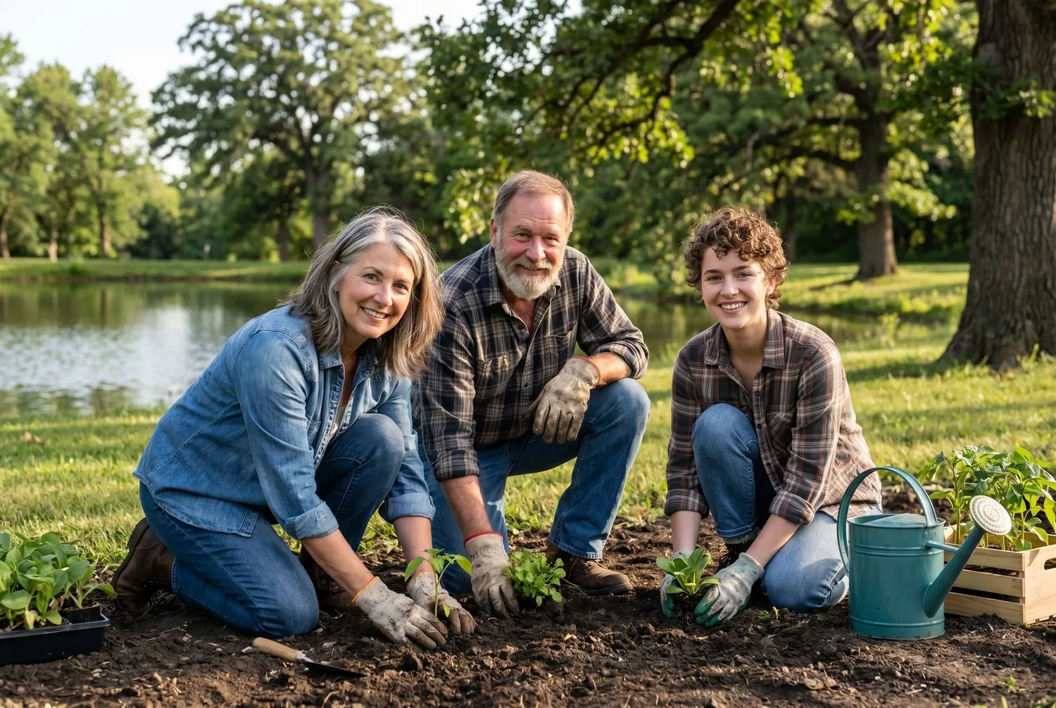 Friends planting a community garden in Hastings, Nebraska Friends planting a community garden in Hastings, Nebraska