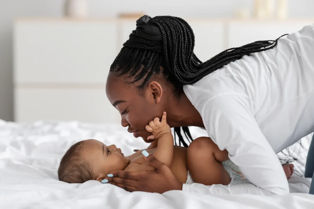 mother enjoying a moment with her baby